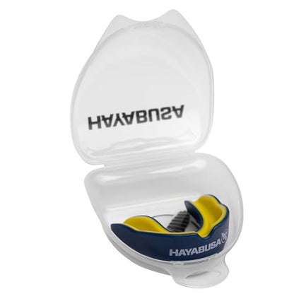 Hayabusa Combat Sports Mouth Guard Youth, Kids and Adult Sizes Comes with Case - Blue/Yellow, Youth - color: Blue/Yellow, size: Youth