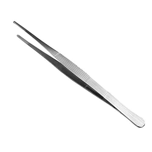 Adecco LLC Stainless Steel Tongs tweezer with precision serrated tips for surgical & sea food (10") - size: 10"
