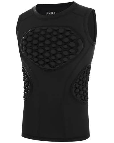 Blueleaf Youth Baseball Chest Protector Padded Compression Sleeveless Shirt Rib Heart Sternum Guard Softball Football - color: Black, size: X-Large
