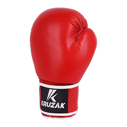 Kruzak Plain Boxing Gloves for Sparring, Kickboxing, Muay Thai, Martial Arts & MMA Fighting - Men & Women Punch Bag Mitts Training and Focus Pads Punching - color: Red, size: 10 oz