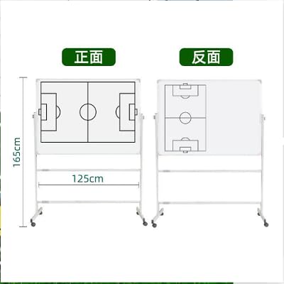 Double-Sided Soccer Coaching Board Height Adjustable Dry Erase Whiteboard with Wheels 360 Degree Reversible Soccer Tactics Board with Magnets Pen & Eraser for Teaching Training
