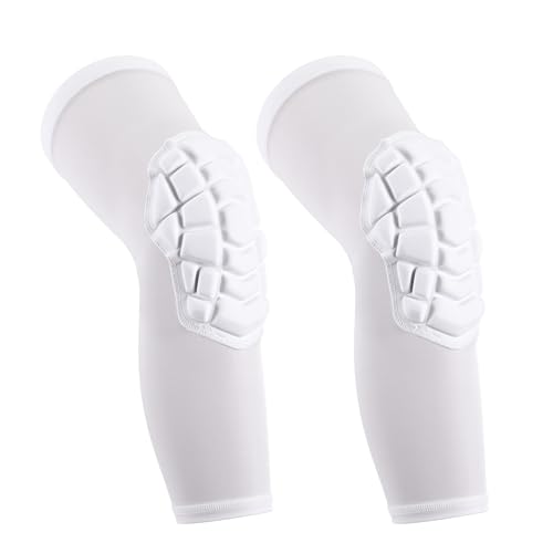 Basketball knee pads, compression leg covers for teenagers and adults, wrestling knee pads, football volleyball, pickleball, weightlifting knee pads (1 pair) (White, X-Small) - color: Long white, size: X-Small