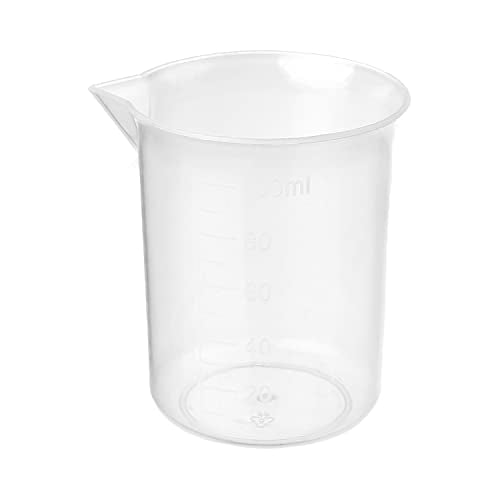 Othmro 3Pcs 100ml Measuring Cups PP Plastic Graduated Beaker Clear Scale Cups Plastic Graduated Cups Liquid Measuring Mixing Cups Graduated Plastic Measuring Cups for Lab Kitchen Liquids Transparent