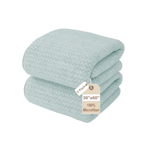 JML Microfiber Bath Towels, 2 Pack, 30x60 in, Fine Wave Green - color: Cationic Fine Wave Green, size: 30 in x 60 in
