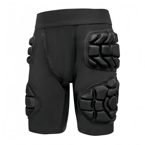 Youth Football Girdle with Hip & Thigh Pads, Kids Padded Compression Shorts w/ Cup Pocket - size: Medium