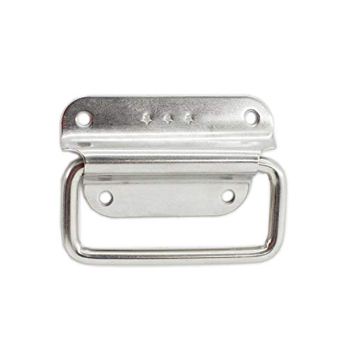 4 Pack Stainless Steel Wardrobe Handle, Foldable Boat Hatch Latch Cabinet Lifting Ring Pull Handle,Cabinet Pull Handle Accessories,Toolbox Door Chest Handle Medium - size: Medium