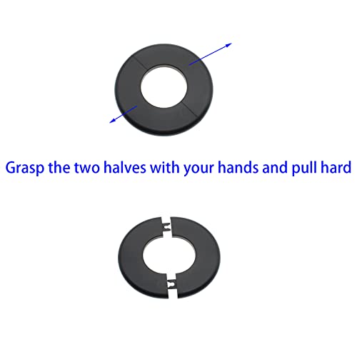4 Pcs 2.0 Inch Wall Split Flange ABS Round Escutcheon Plate Wall-Mounted Self-Adhesive Water Pipe Cover for Water Pipe Faucet Decoration Accessories, Black