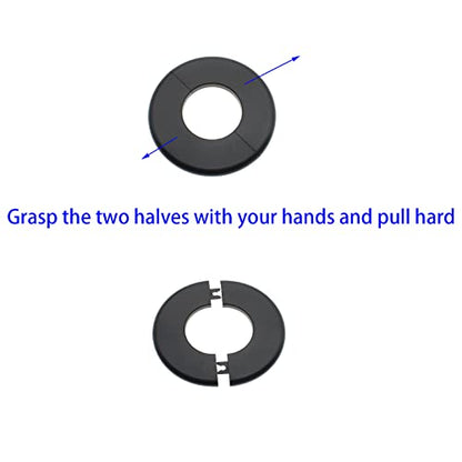 4 Pcs 2.0 Inch Wall Split Flange ABS Round Escutcheon Plate Wall-Mounted Self-Adhesive Water Pipe Cover for Water Pipe Faucet Decoration Accessories, Black