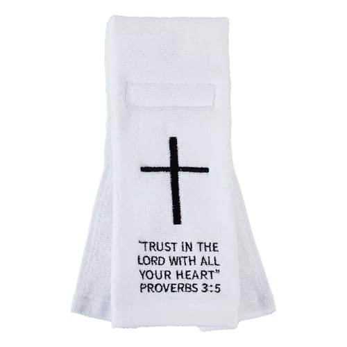 Christian Cross Football Towel, White Cotton Football Field Quarterback Towels,Football Accessories Sports Towel for Men, Youth, Boys, Adults - color: Proverbs 3:5(white）