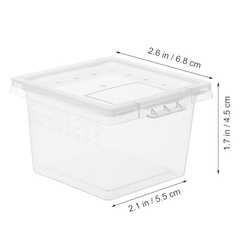 Transparent Reptile Breeding Boxes 2.67X2.16X1.77In Small Feeding Cage Tank for Snakes Lizards Geckos and Insects with Secure Lid for Safe Habitat