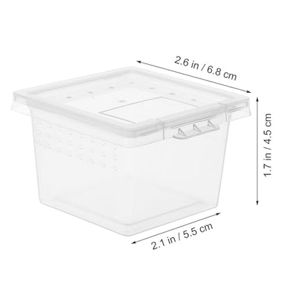 Transparent Reptile Breeding Boxes 2.67X2.16X1.77In Small Feeding Cage Tank for Snakes Lizards Geckos and Insects with Secure Lid for Safe Habitat