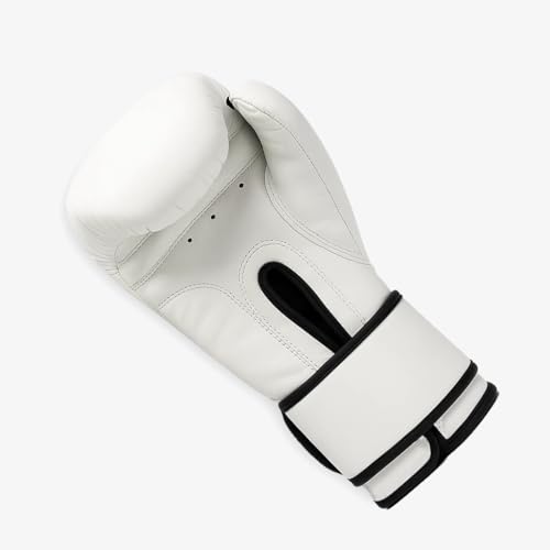 Boxing Gloves for Men & Women – Premium Synthetic Leather Training Gloves for Boxing, Kickboxing, Muay Thai, Sparring & Heavy Bag Work with Wrist Support – White - size: 10oz