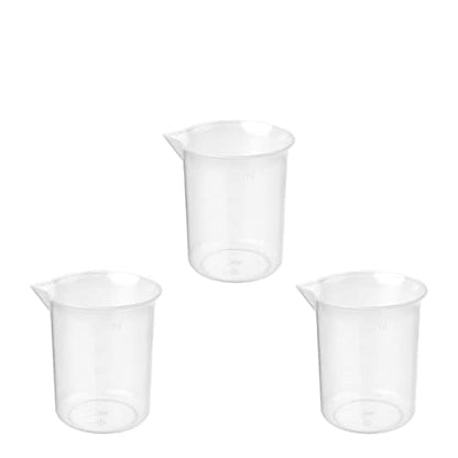 Othmro 3Pcs 100ml Measuring Cups PP Plastic Graduated Beaker Clear Scale Cups Plastic Graduated Cups Liquid Measuring Mixing Cups Graduated Plastic Measuring Cups for Lab Kitchen Liquids Transparent