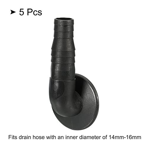 MECCANIXITY Air Conditioner Drain Hose Connector 19mm Tube Elbow Fitting Replacement Part Accessories for Mini-Split Window AC, Black Pack of 5