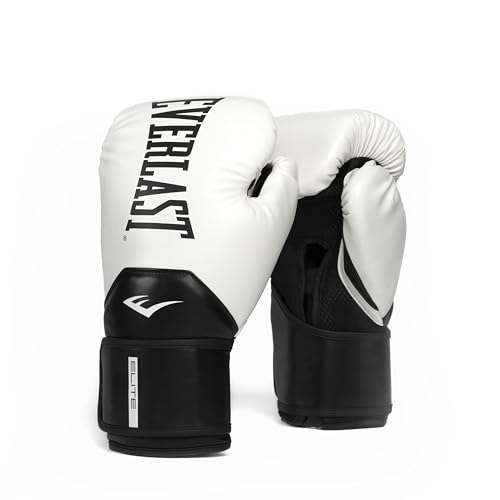 Everlast Elite 2 Boxing Gloves - color: White/Black, size: 12 oz