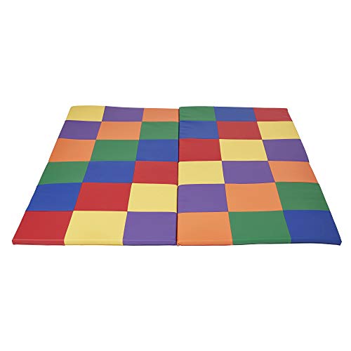 ECR4Kids SoftZone Patchwork Activity Folding Play Mat, 58in Square, Baby Essentials, Assorted