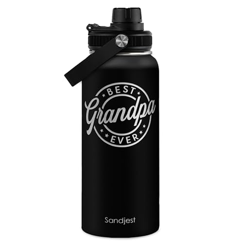 Grandpa Gift from Kids, Insulated Stainless Steel Water Bottle 32oz, Best Grandpa Ever, Vacuum Chug Lid Travel Tumbler for Men Granddad Papa, Gift for Birthday Christmas Fathers Day - color: Grandpa 1