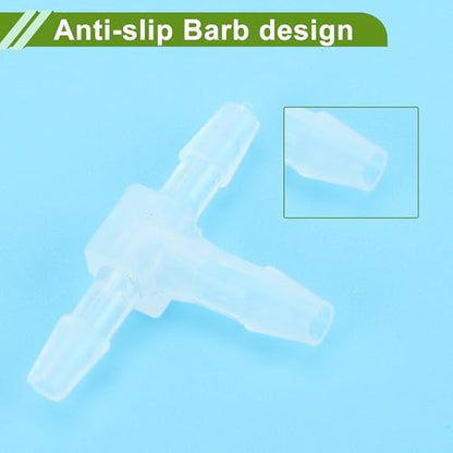 Plastic Hose Barb Fitting 3/32" x 1/8" x 3/32" Tee Type Fitting PP 4 Pcs