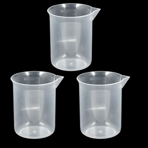 Bivethoi 3 Pack Plastic Beakers, Low Form Graduated Measuring Beakers 50ML Graduation Interval (Vol. 100ML) - size: 100ml
