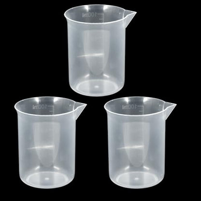 Bivethoi 3 Pack Plastic Beakers, Low Form Graduated Measuring Beakers 50ML Graduation Interval (Vol. 100ML) - size: 100ml