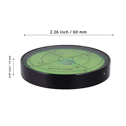 Aluminium High Precision Horizontal Leveler Bubble Level Tool Circle Round 2.4 Inch 60mm (Black,Green) - color: Black