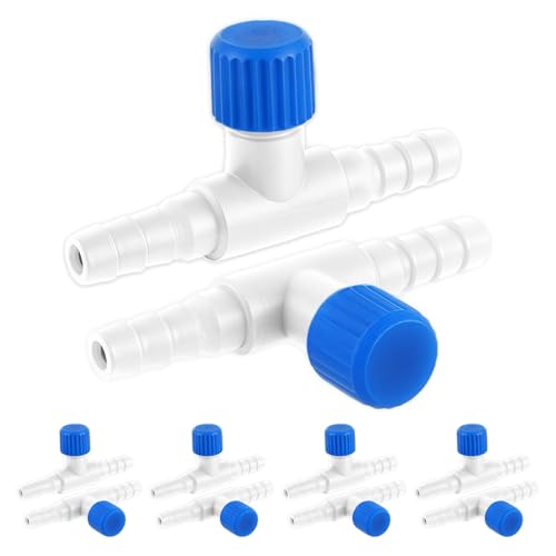 Psyqtsuary Aquarium Air Valve, 10 Pcs Aquarium Air Pump Control Valves T Shaped Single Way Plastic Air Flow Control Regulator Aquarium Air Pump Accessories for Fish Tank 3/16" ID Tubing (Blue White) - color: Blue, White