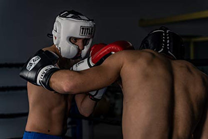 TITLE Boxing Leather Sparring Headgear - MMA & Muay Thai Protection - color: White, size: Standard