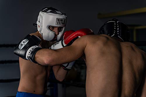 TITLE Boxing Leather Sparring Headgear - MMA & Muay Thai Protection - color: White, size: Large