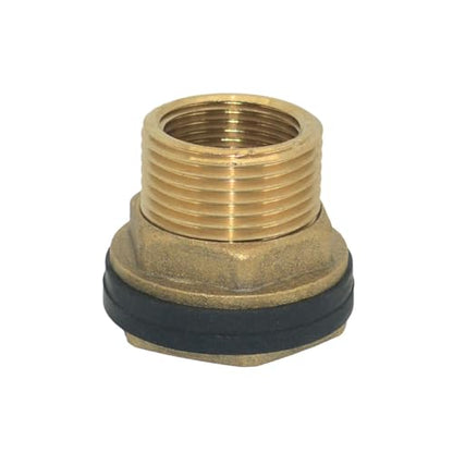 VARMHUS Solid Brass Bulkhead Fitting,2 Rubber Seal Washers, NPT Female to NPT Male Thread Water Tank Connector for Rain Barrels Aquariums (1PC 1" Female 3/4" Male) - size: 1PC 1" Female 3/4" Male