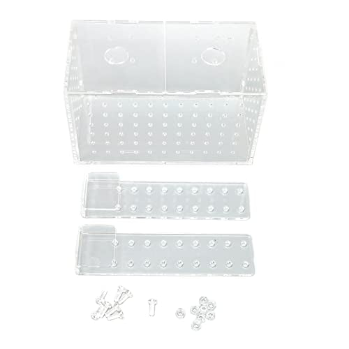 Fish Breeding Isolation Box, Acrylic Aquarium Hatchery 17x9x10cm, Transparent with Hook Installation - Easy Observation, Secure Lid Design, Suitable for Small Fish Tank (17 * 9 * 10CM) - size: 17*9*10CM