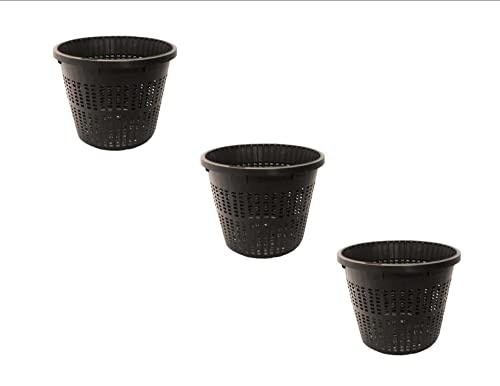 6 Assorted Round Plastic Mesh Pond Plant Basket Kit with Plant Food & Hessian Squares, Round Plastic Planting Pots Water Garden Pot for Pond Aquarium Aquaponics, Hydroponics