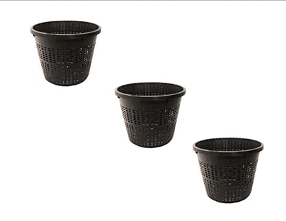 6 Assorted Round Plastic Mesh Pond Plant Basket Kit with Plant Food & Hessian Squares, Round Plastic Planting Pots Water Garden Pot for Pond Aquarium Aquaponics, Hydroponics