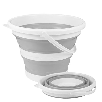 Hovom Car Collapsible Bucket, 10L 2.6 Gallon Foldable Car Wash Bucket, Portable Plastic Automotive Cleaning Buckets Space Saving for Indoor Outdoor Household Garden Camping Fishing (Gray)