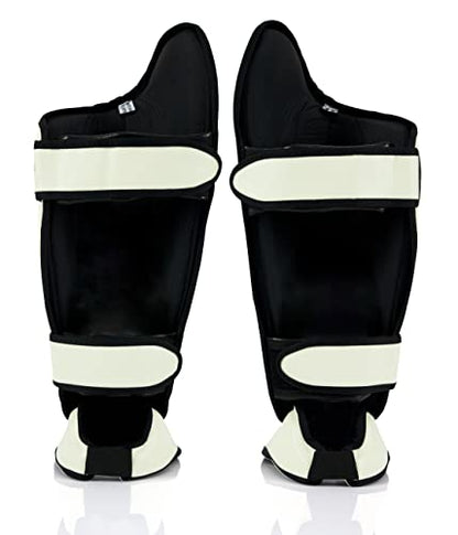 Fairtex SP8 Lightweight Durable Shin Guards, Expanded Side Protection Pads - color: White, size: Large
