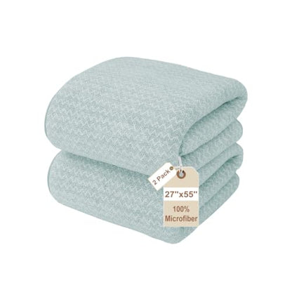 JML Microfiber Bath Towels, 2 Pack, 27x55 in, Fine Wave Green - color: Cationic Fine Wave Green, size: 2 Pack (27 in x 55 in)