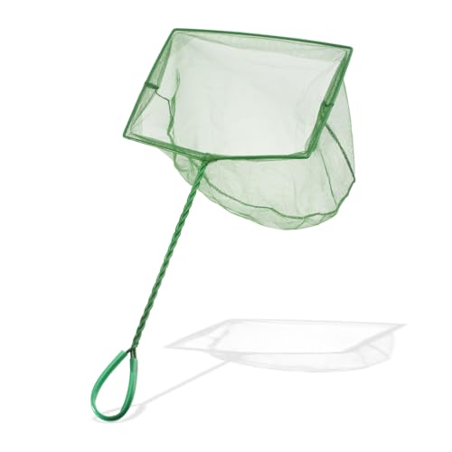 Aquarium Fish Net Small Betta Fish Tank Cleaning Net Sludge Food Residue Wastes Skimmer with Soft Fine Mesh and Braided Matal Handle for Small Ponds and Pools(10 inch) - size: 10 inch