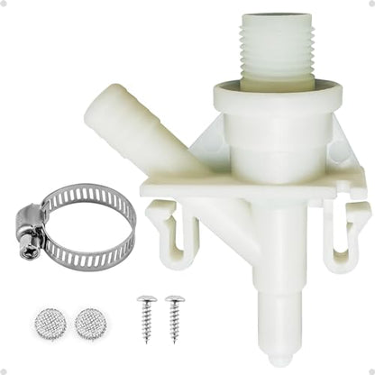 Funmit RV Toilet Water Valve Kit Replaces 385311641 Compatible with Dometic Pedal flush Toilets 300 310 320 | Prevent leakage | Increased Freeze Resistance, 1 Set, Includes Hose Clamp and Fasteners