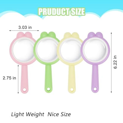 Rongon Magnifying Glass 4Pcs Handheld Shatterproof 4X Reading Magnifier 60mm Magnify Glasses Lens for Reading Exploration Party Favors - color: 4 Colours