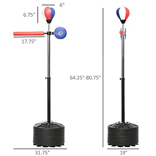 Soozier Free Standing Boxing Bag with Stand, Punching Speed Bag Reaction Bar Challenge with Suction Cups, 64-81in Adjustable Height for Teenagers and Adults - color: Multi