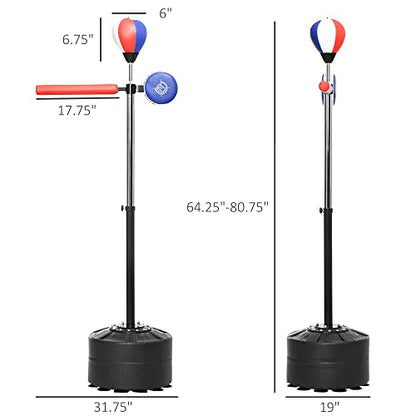 Soozier Free Standing Boxing Bag with Stand, Punching Speed Bag Reaction Bar Challenge with Suction Cups, 64-81in Adjustable Height for Teenagers and Adults - color: Multi