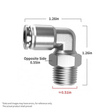 PNEUMATIC 304 Stainless Steel Male Elbow 5/16 Inch Tube OD x 1/4 Inch NPT Thread 90 Push to Connect Tube Fitting (Pack of 2) - size: 5/16"OD x 1/4"NPT