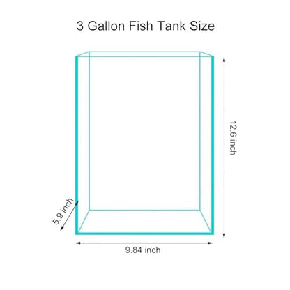 3 Gallon Glass Fish Tank, Easy to Maintain Small Aquarium for Betta/Snails/Shrimp and Aquatic Planting.
