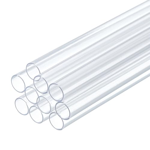 uxcell 10 Pcs Clear Plastic Rigid Tubing 7mm ID x 8mm OD, 0.5 Meters Length Round Polycarbonate Tubing for Aquarium Water Pipe, Water Cooling System, Plumbing - size: 7mm x 8mm