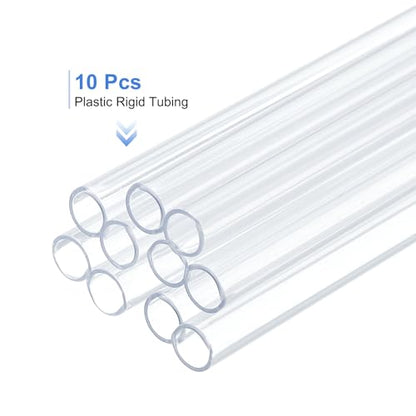 uxcell 10 Pcs Clear Plastic Rigid Tubing 4mm ID x 5mm OD, 0.5 Meters Length Round Polycarbonate Tubing for Aquarium Water Pipe, Water Cooling System, Plumbing - size: 4mm x 5mm