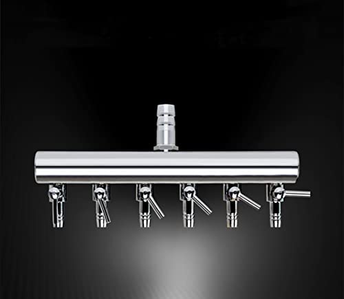 6-Way Aquarium Air Flow Control Lever Valve Chromium Copper Distributor Fish Tank Splitter Pump Accessories 1Pcs