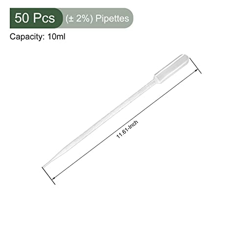 YOKIVE 50 Pcs Disposable Pipette, Lab Dropper with Tapered Tip | Transfer Liquid, Great for Laboratory, Chemistry, Art Project (Clear White, 10ML) - size: 10ml
