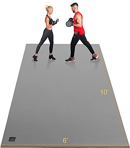 GXMMAT Extra Large Exercise Mat 16'x6'/12'x6'/10'x6'/8'x6'(7mm), Extra Wide Workout Mats for Home Gym Flooring, Non-Slip Thick Durable Cardio Mat for MMA,Plyo,Jump Rope,Weights,Fitness,Shoe-Friendly - color: Grey Cool, size: 6*10 FT