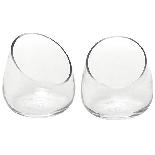 MyGift 5 Inch Premium Clear Glass Air Plant Terrarium, Mini Candy Bowl Jar, Tealight Candle Holder, Succulent Cactus Plant Vase, Set of 2