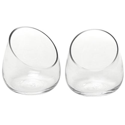 MyGift 5 Inch Premium Clear Glass Air Plant Terrarium, Mini Candy Bowl Jar, Tealight Candle Holder, Succulent Cactus Plant Vase, Set of 2