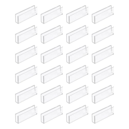 uxcell 24Pcs Plastic Glass Connector, Suitable for 5mm Thick 180 Degree Glass to Glass Clamp, Fixing Bracket Rimless Clip Holder for Aquarium Fish Tank Display Shelves, Transparent - color: Transparent, size: 5mm